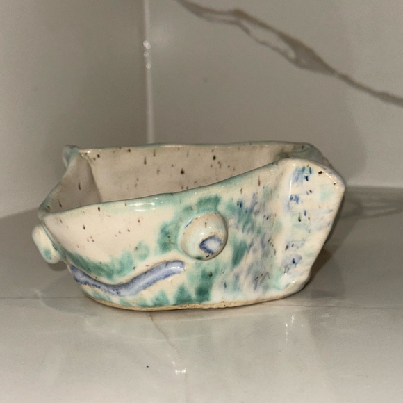 Other - Handcrafted Ceramic Art Bowl - Green and Cream Sea Creature Catch-all Dish